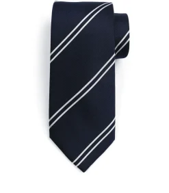 Outlet Stropdas Zijde Double Stripe Bordeaux Heren Kostuums & Blazers