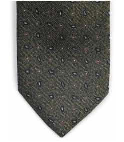 Heren Suitable Stropdas Zijde Small Paisley Olive