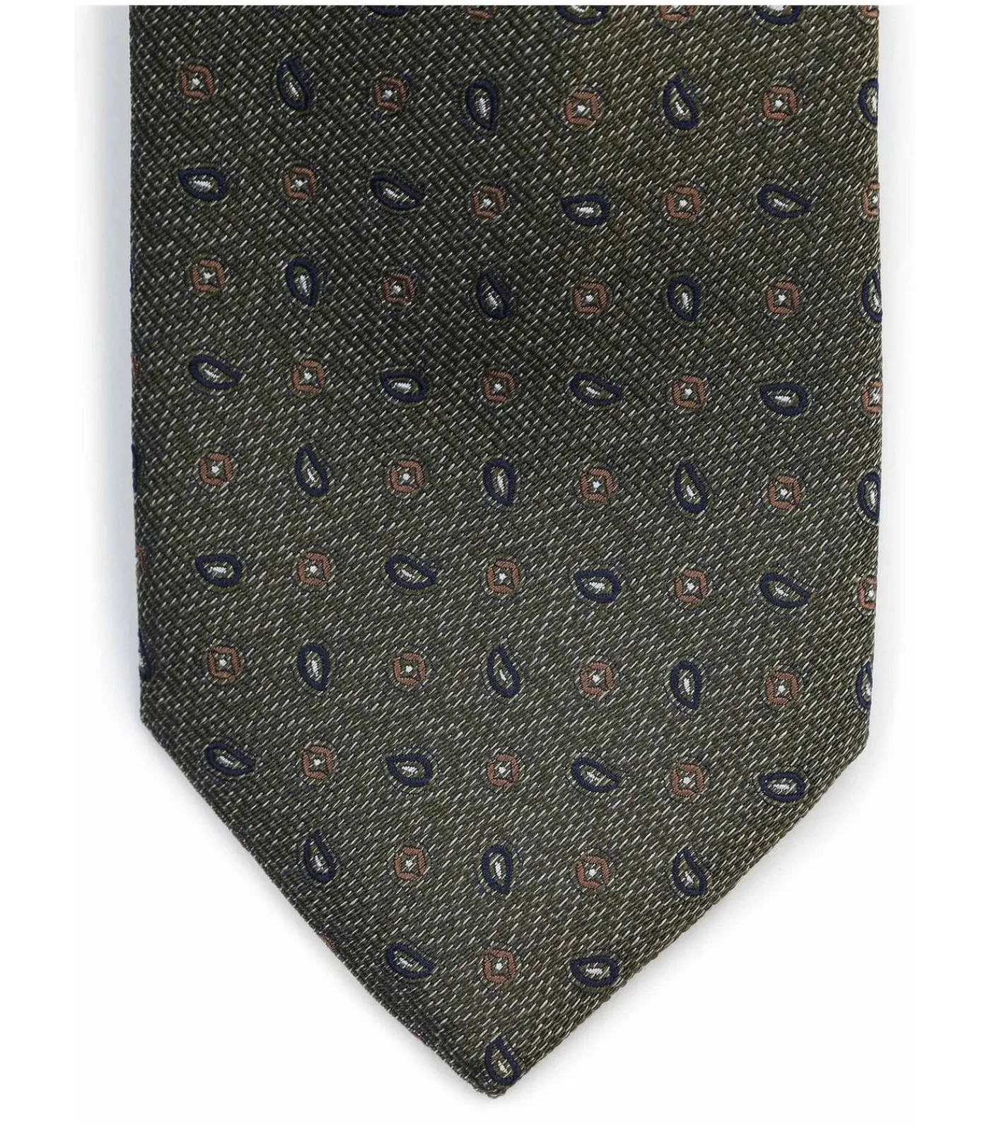 Heren Suitable Stropdas Zijde Small Paisley Olive