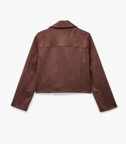 Hot Suède Crop Jasje Lang Bruin DAMES Jassen