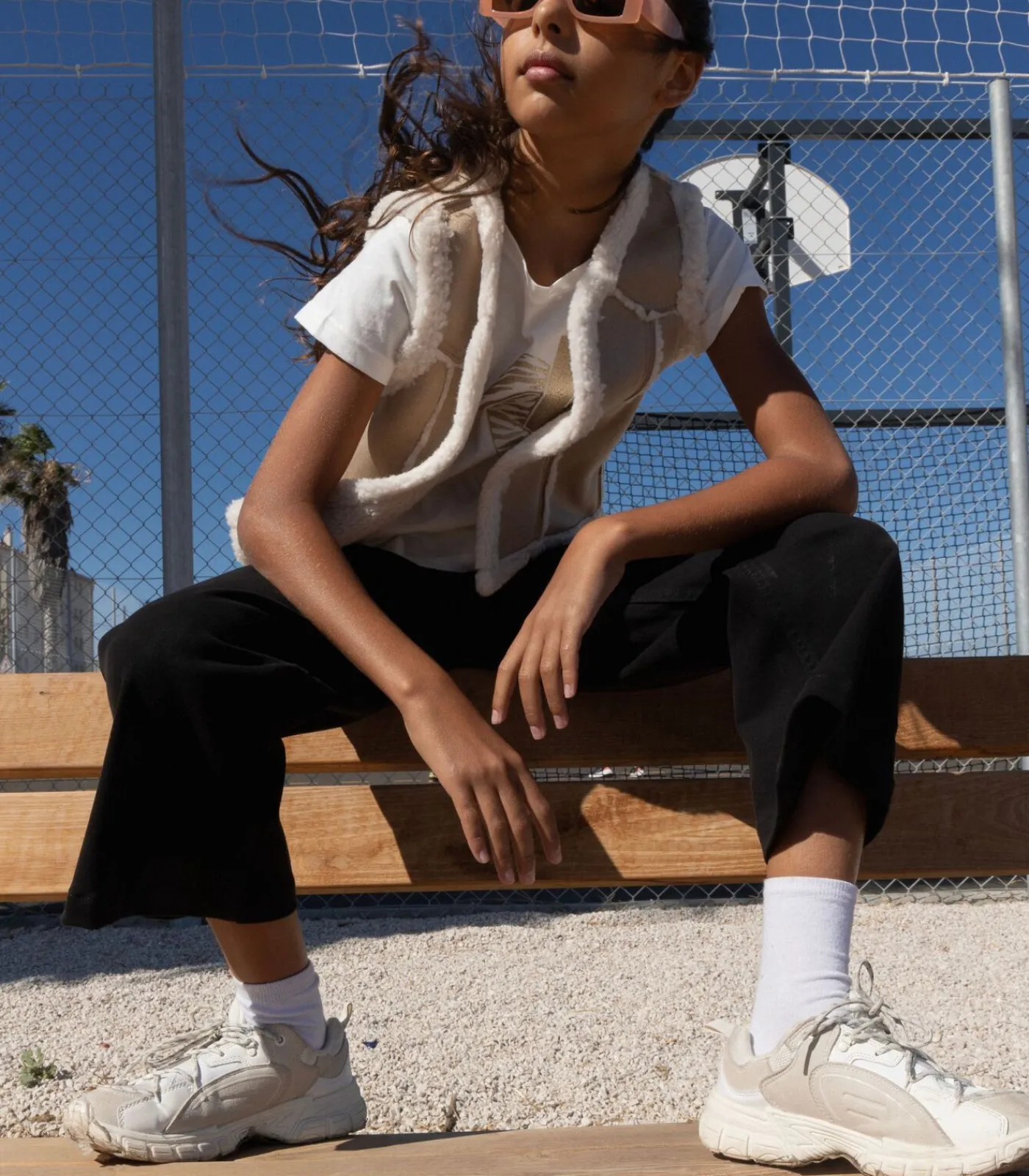 Outlet SVANY - Mouwloos vest met suède- en sherpa-effect Kinderen Jassen