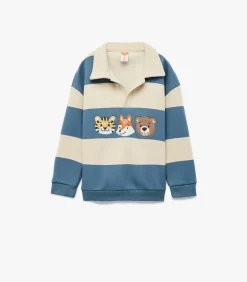 Kinderen Koton Sweatshirt Dierenprint Lange Mouwen Met Kraag
