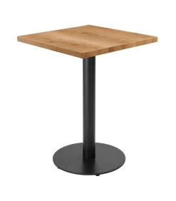 Oviala Tafel vierkante eettafel 60 cm zwarte poot en lichte houten bekleding