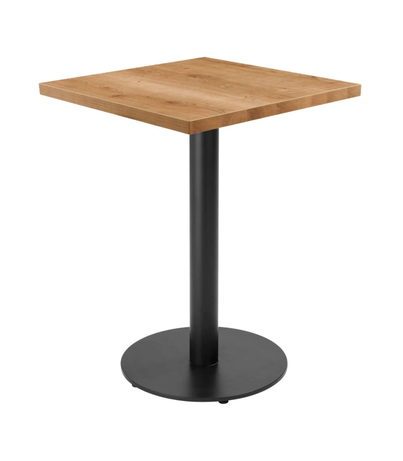 Oviala Tafel vierkante eettafel 60 cm zwarte poot en lichte houten bekleding