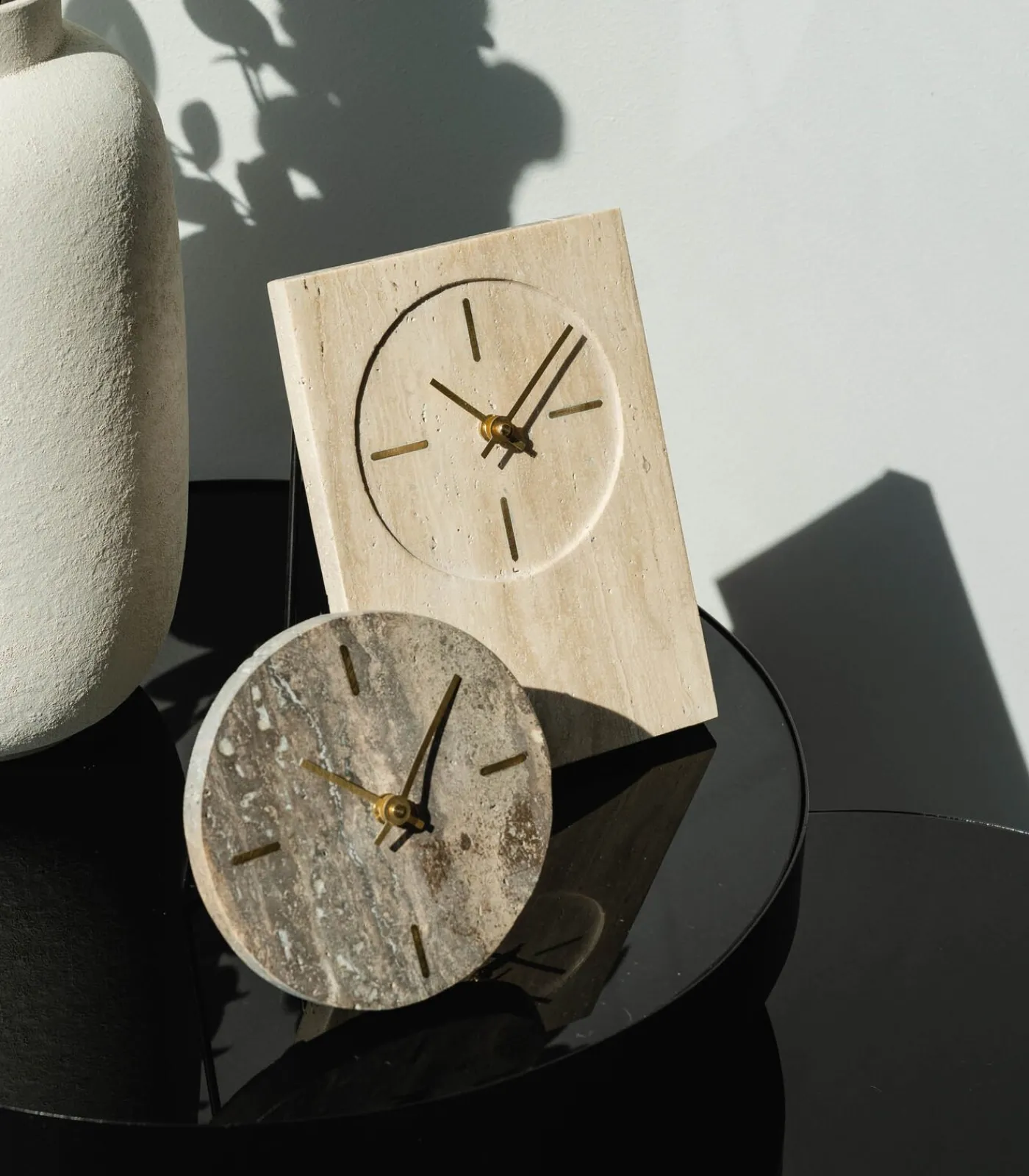 S|P Collection Tafelklok 20cm travertijn grijs Zone