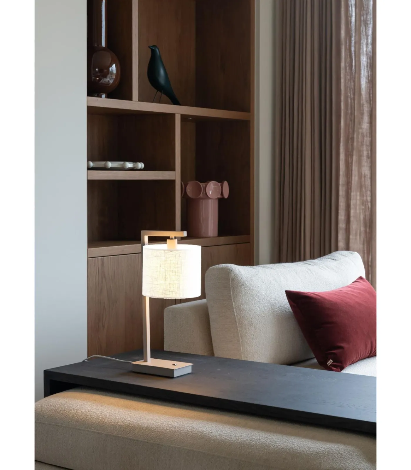 Online Tafellamp Boston - Bruin - 17x18x44cm Tafellampen