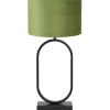 Light & Living Tafellamp Jamiri/Velours - Zwart/Olijfgroen - Ø30x67cm