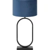 Online Tafellamp Jamiri/Velours - Zwart/Petrol - Ø30x67cm Tafellampen