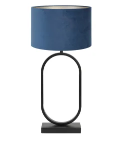 Online Tafellamp Jamiri/Velours - Zwart/Petrol - Ø30x67cm Tafellampen