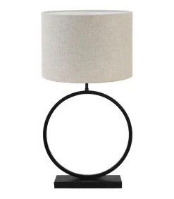 Light & Living Tafellamp Liva/Livigno - Zwart/Naturel - Ø40x78,5cm