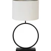 Light & Living Tafellamp Liva/Velours - Zwart/Off white - Ø40x78,5cm