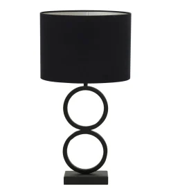 Light & Living Tafellamp Stelios/Velours Ovaal - Zwart/Zwart - Ø15x62cm