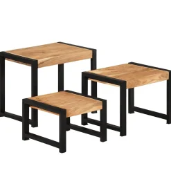 vidaXL Tafeltjesset 3 st massief hout