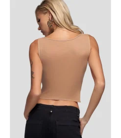Discount Tanktop “Nude Mesh Sleeveless Taffeta Bow Top” DAMES T-Shirts & Tops