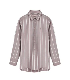 DAMES Polo Club -roze gestreept hemd met relaxed fit en Rigby Go-logo