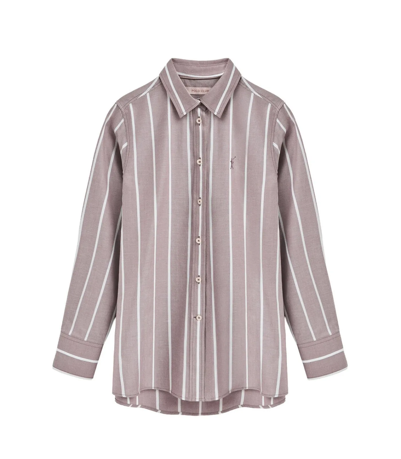 DAMES Polo Club -roze gestreept hemd met relaxed fit en Rigby Go-logo