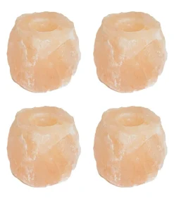 vidaXL Teelicht houders 4 pcs Roze Steen