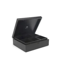 Bredemeijer Theedoos Bamboe 6-vaks gesloten, zwart