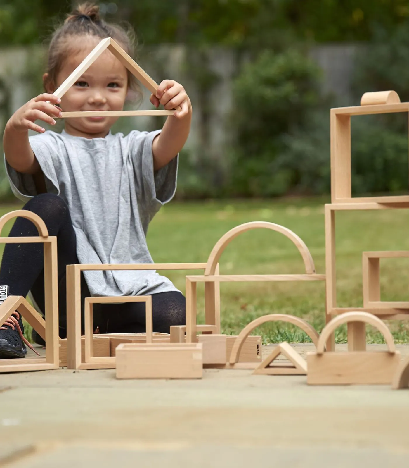 Discount houten architect blokkenset - natuurlijk beukenhout - 28 stuks Kinderen Speelgoed