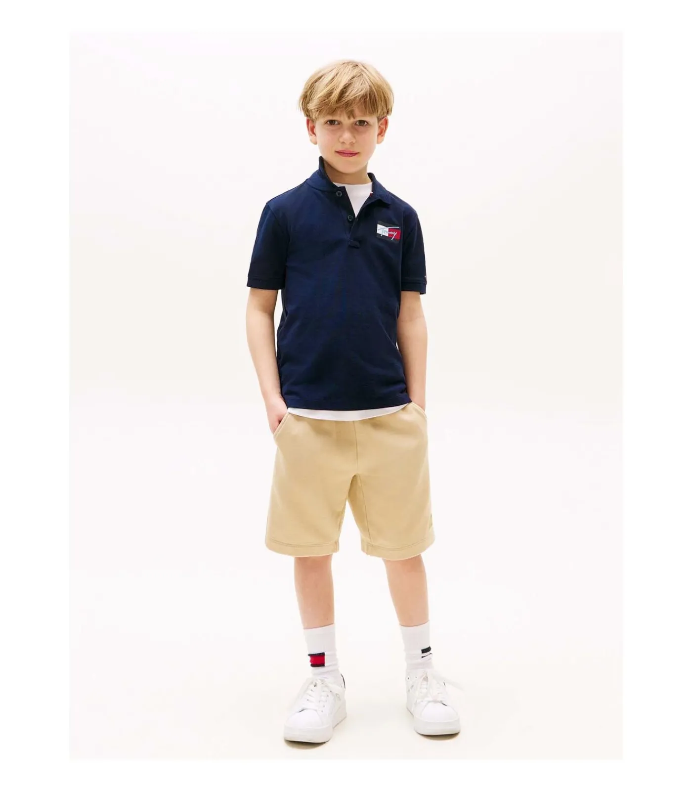 New Tommy Script Flag Polo Ss Kinderen T-Shirts & Polo's