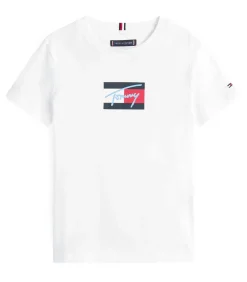Discount Tommy Script Flag Print Tee Ss Kinderen T-Shirts & Polo's