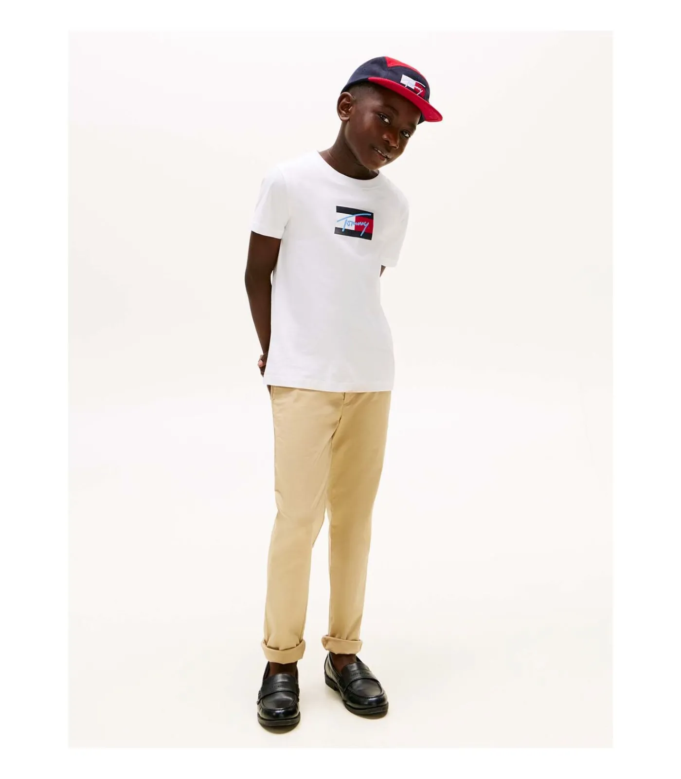 Discount Tommy Script Flag Print Tee Ss Kinderen T-Shirts & Polo's