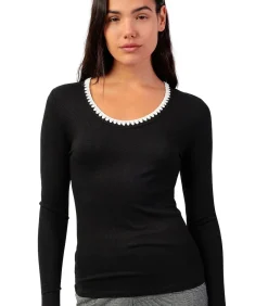 DAMES ADMAS Top met lange mouwen en ronde hals Canale Contraste