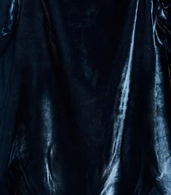 DAMES La Fée Maraboutée Top van petrolblauwe fluweel met lange mouwen