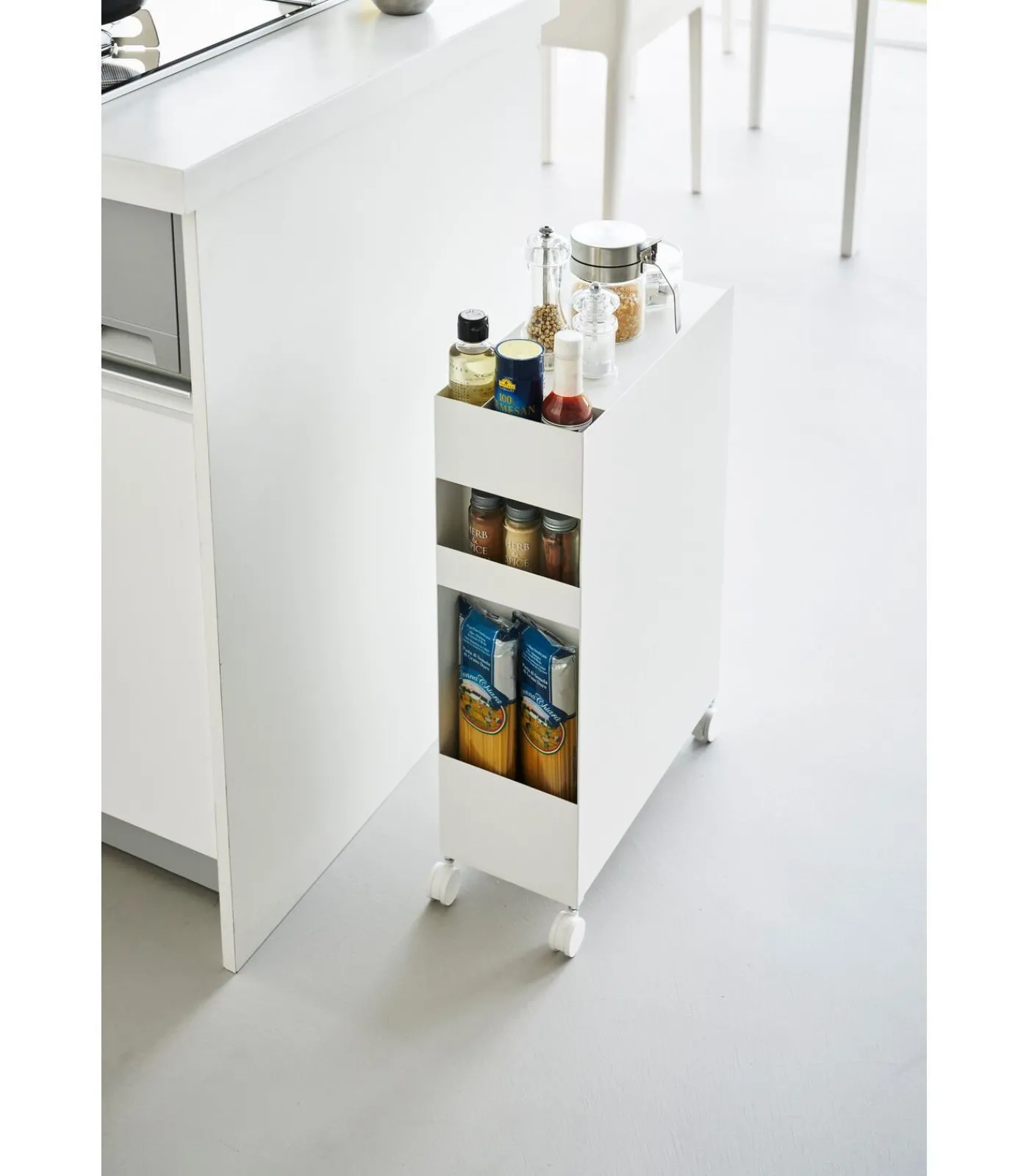 YAMAZAKI Tower Opbergmanden op wielen 3-laags - Wit