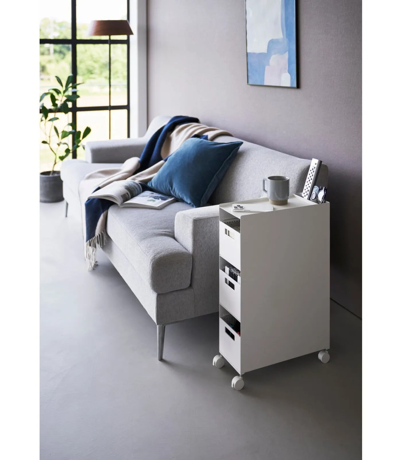 YAMAZAKI Tower Opbergmanden op wielen 3-laags - Wit