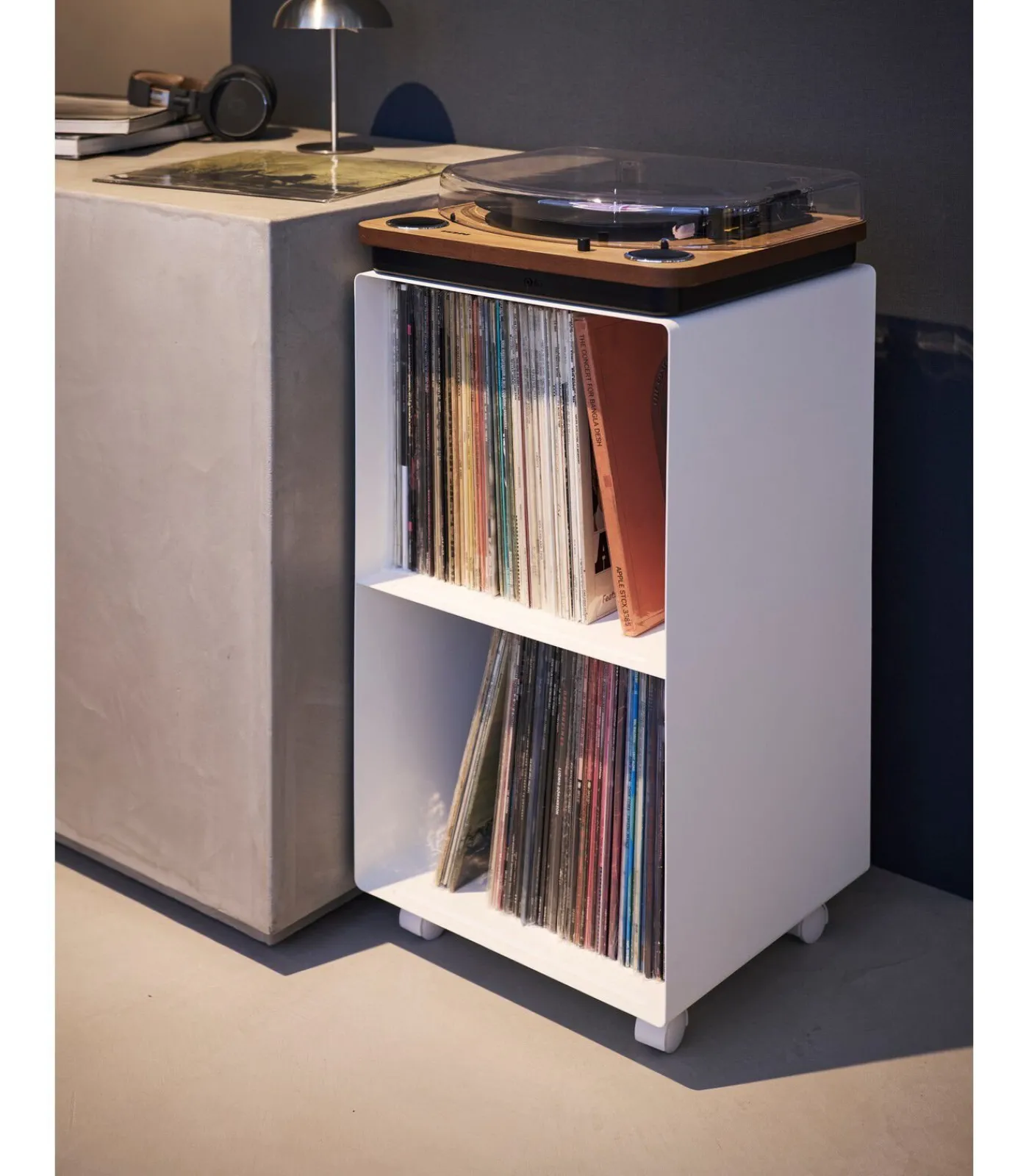 Hot Tower Platenkast 2-laags op wielen - Wit Meubels