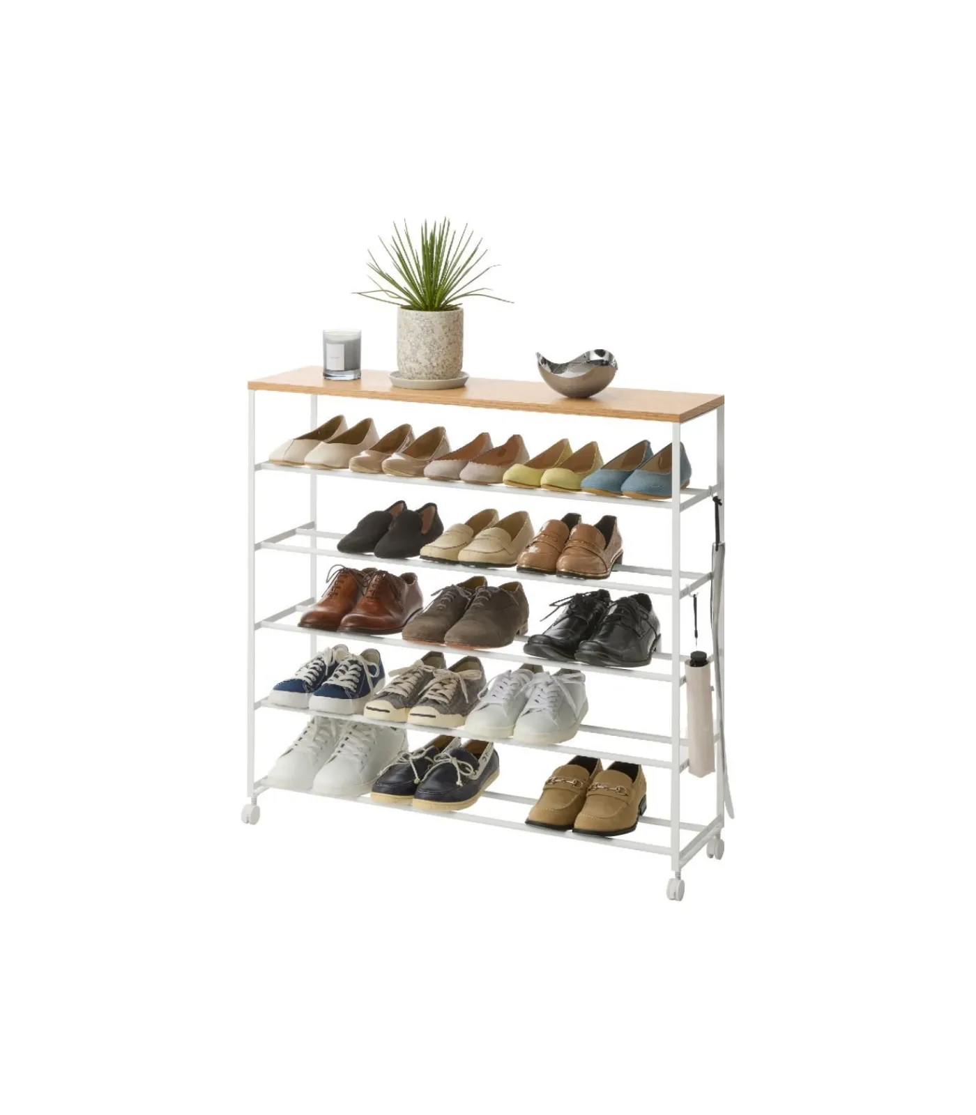 Clearance Tower Schoenenrek op wielen 5-laags - Wit Organiseren