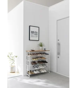 Clearance Tower Schoenenrek op wielen 5-laags - Wit Organiseren