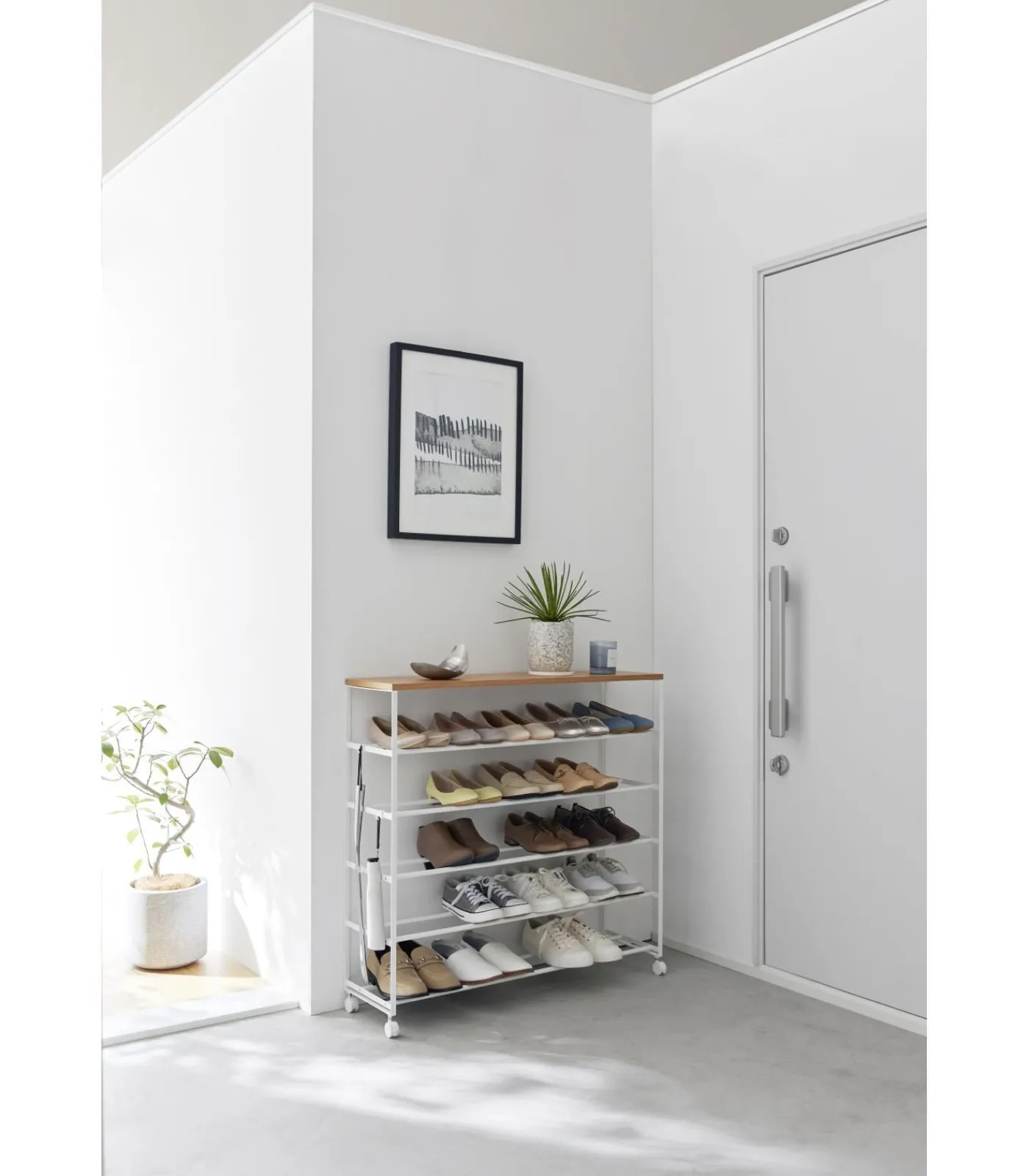 Clearance Tower Schoenenrek op wielen 5-laags - Wit Organiseren