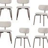 WOOOD Travis Eetkamerstoelen - Polyester - Off White - Set van 6