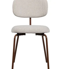 WOOOD Travis Eetkamerstoelen - Polyester - Off White - Set van 6
