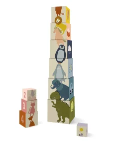 Kinderen Trixie stapelblokken educatief speelgoed karton dieren kleurrijk