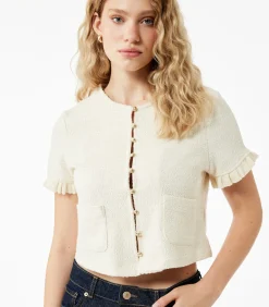 DAMES Koton Trui Korte Mouwen Ronde Hals Ruches