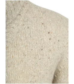 Heren Suitable Trui Shawl Tweed Eco Wool Ecru