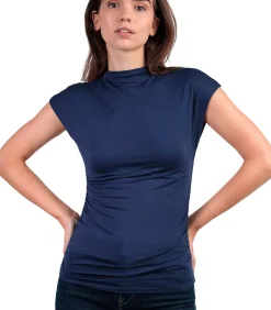 DAMES ADMAS T-shirt met slipe mouwen en opstaande kraag Frunces