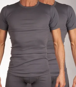 Heren Mango t-shirt ronde hals 2 pack 1-1 rib box grey