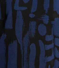 Hot T-shirt zwart en blauw in jacquard met print en lange mouwen DAMES T-Shirts & Tops