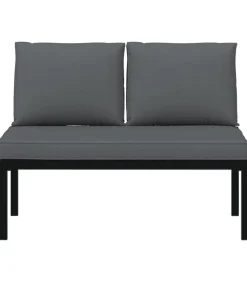 vidaXL Tuinbank met kussens aluminium zwart