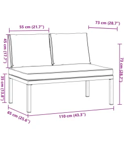 vidaXL Tuinbank met kussens aluminium zwart