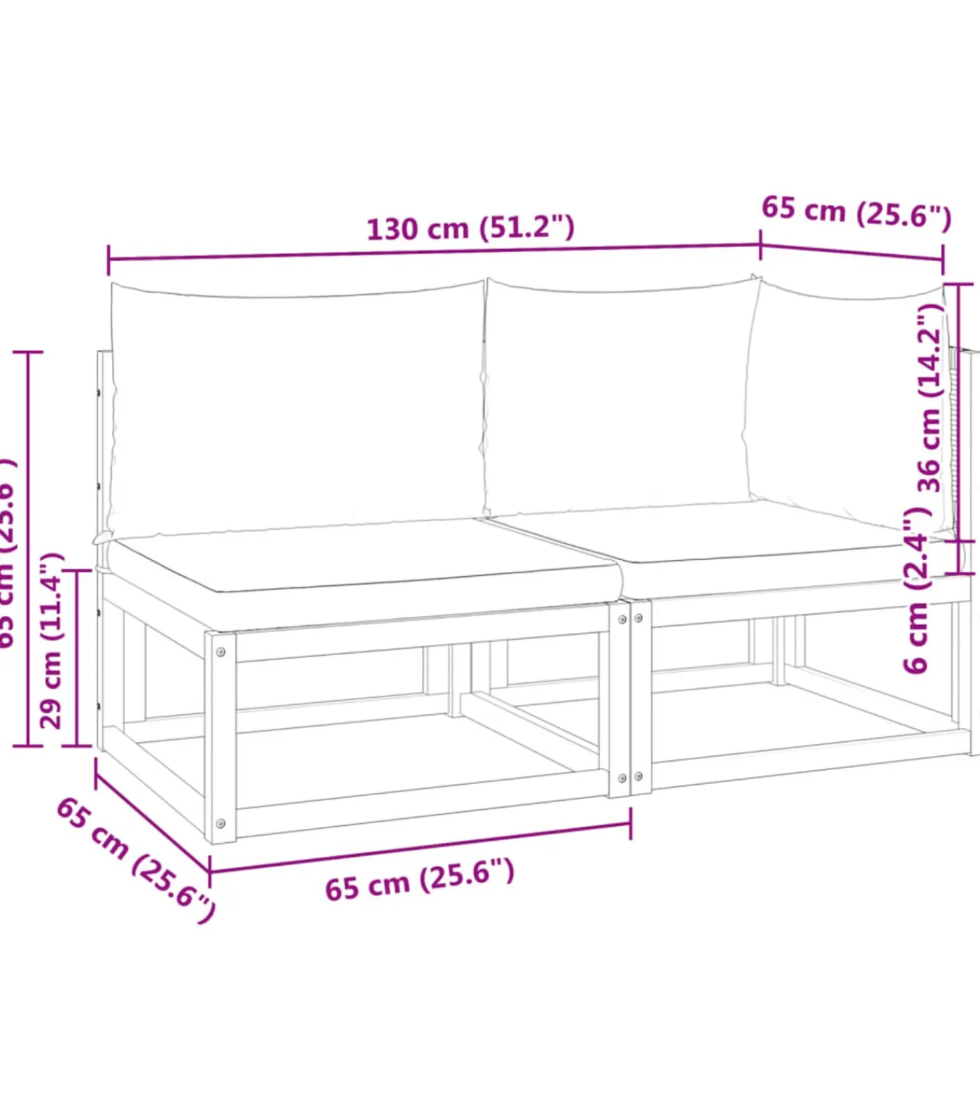 vidaXL Tuinbank met kussens 2-zits acaciahout & rotan