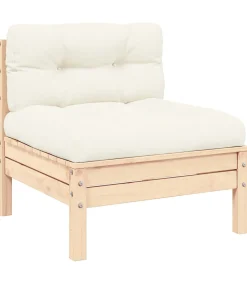 vidaXL Tuinbank 2-zits met crèmekleurige kussens massief grenenhout