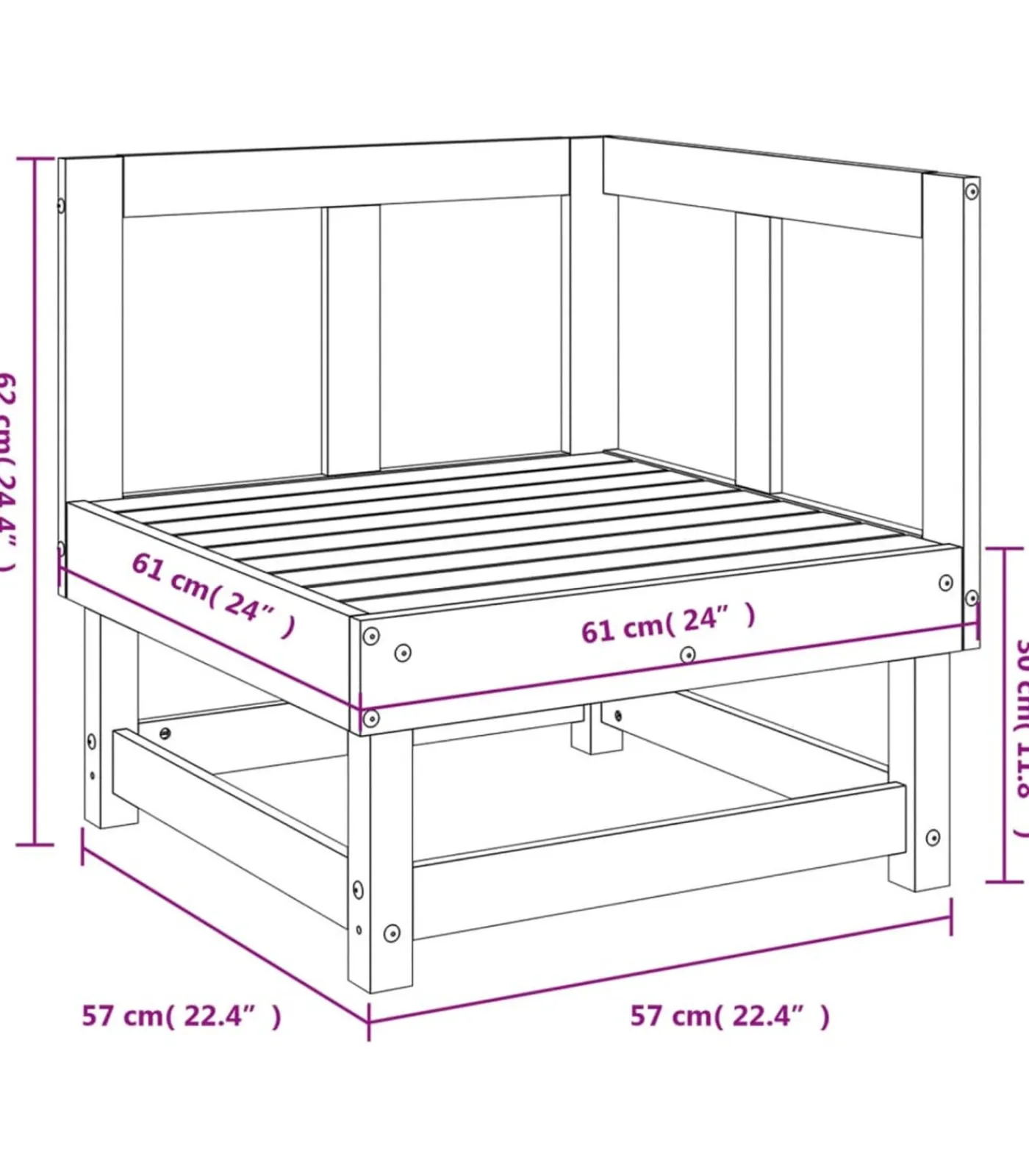 vidaXL Tuinhoekbank massief grenenhout zwart