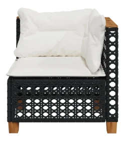 Hot Tuinhoekbank met kussens poly rattan zwart Tuinmeubelen