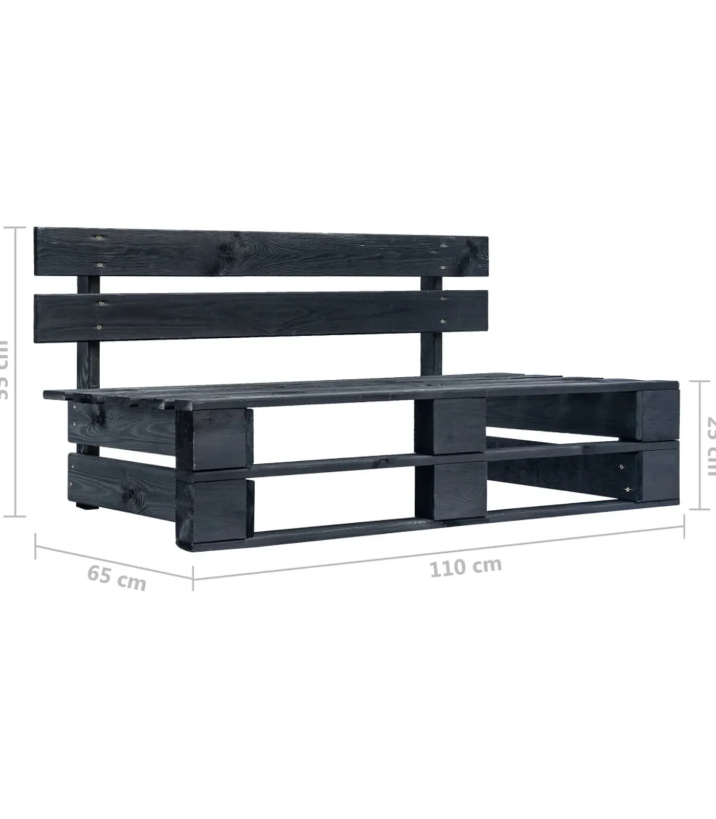 vidaXL Tuinmiddenbank pallet zwart geïmpregneerd grenenhout