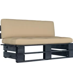 vidaXL Tuinmiddenbank pallet zwart geïmpregneerd grenenhout